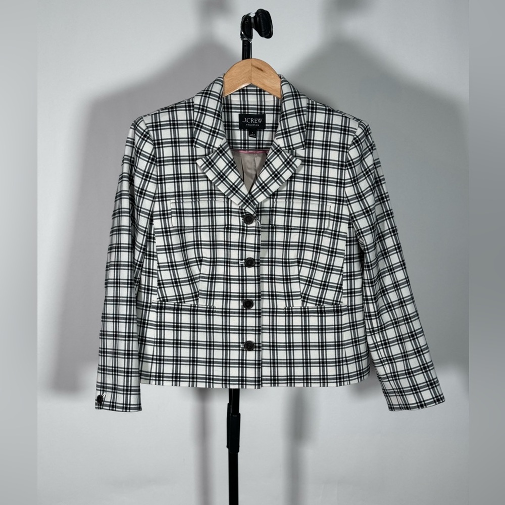 Plaid Women's Jacket - Black and White - Picture 5 of 13